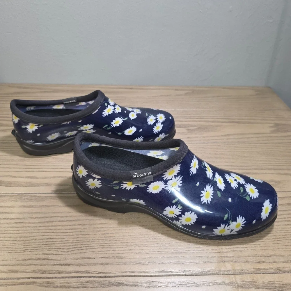 Sloggers Blue Flowers Waterproof Rain Shoe/Boot‎ Women's Size 10 USA